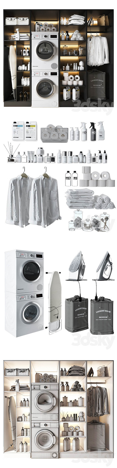 洗衣间全套物品3D模型下载（MAX）