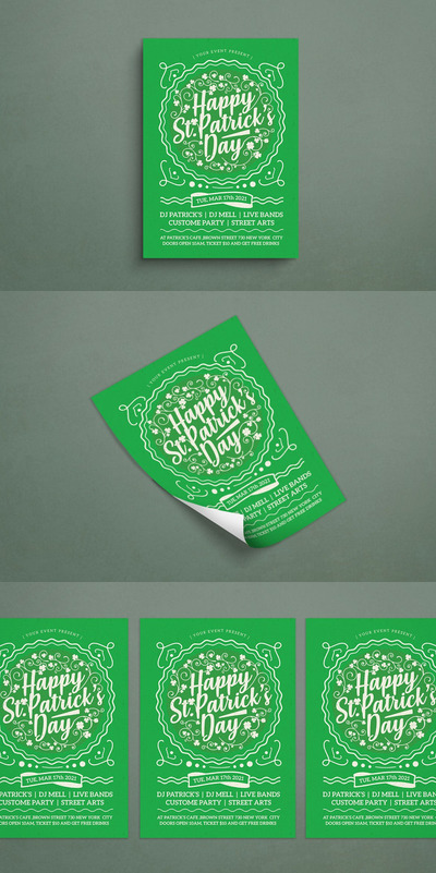简约圣帕特里克斯海报（PSD）