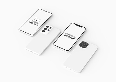 三星S21手机 & iPhone 12 手机样机（PSD）
