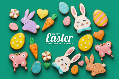 时尚高端复活节姜饼场景生成器VI样机展示模型mockups