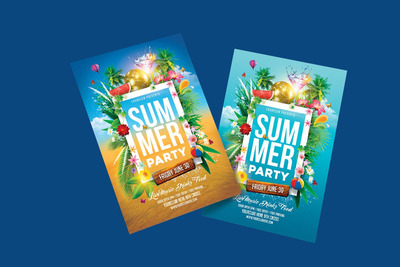 夏季风格的海边海滩活动海边模板（PSD）