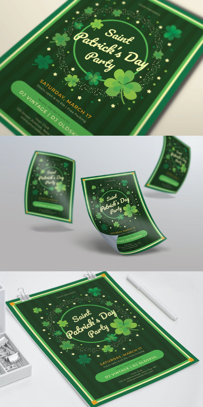 圣帕特里克节传单海报模板（AI，PSD）