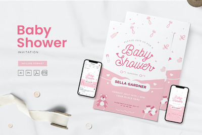 婴儿洗浴店宣传海报模板-（AI,EPS）