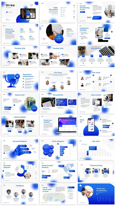 时尚流行的蓝色PPT模板（PPTX）