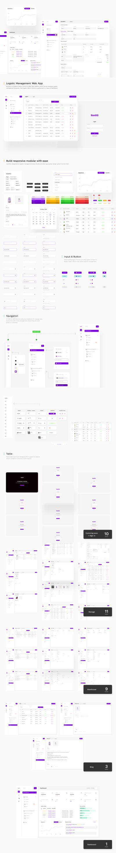 物流管理控制后台网页模板（FIG）