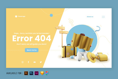 旅行主题的3D风格网站插图（AI,EPS,FIG,JPG,PNG,PSD,SKETCH,SVG,XD）