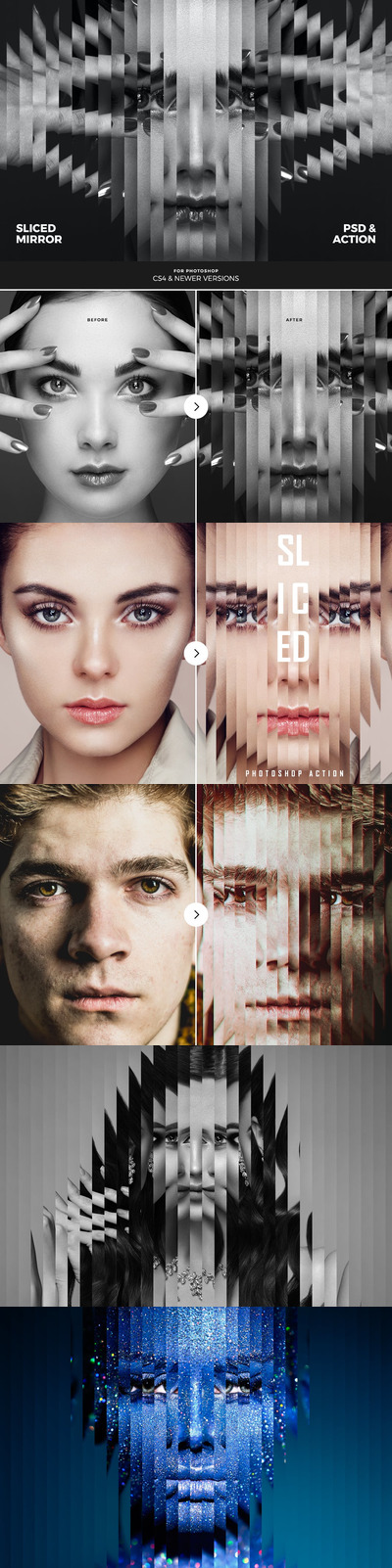 高端时尚切片镜面photoshop动作预设