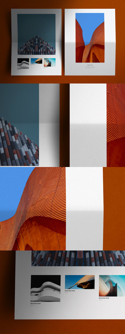 带有折痕的A4尺寸宣传单海报设计VI样机展示mockups