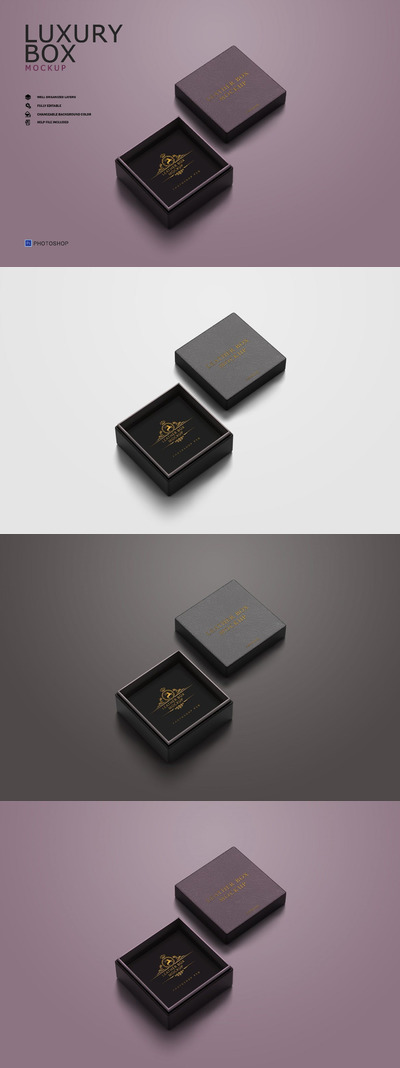 高品质高端豪华包装设计VI样机展示模型mockups