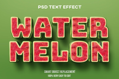 高端逼真西瓜质感的3D立体文字效果图层样式