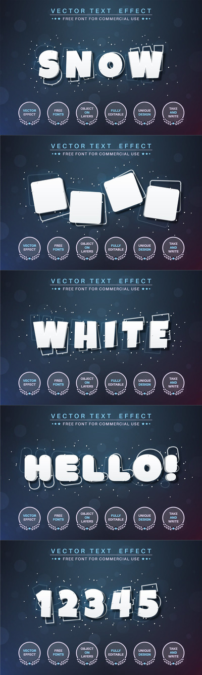 3D立体雪花飘落效果illustrator文字图层样式（ai）