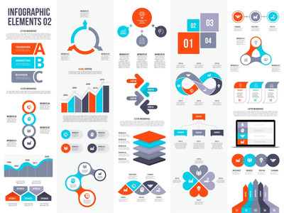 时尚食粮信息大数据图表素材元件组件模板02（AI）