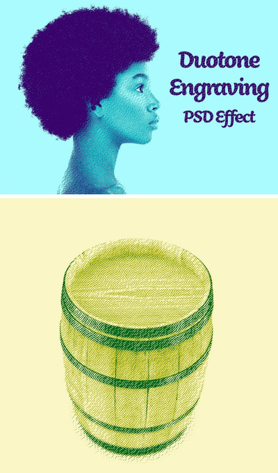 高品质的色彩半调风格的雕刻效果photoshop动作预设图层样式