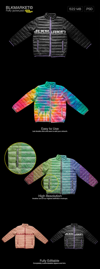 蓬松羽绒外套服装图案设计样机