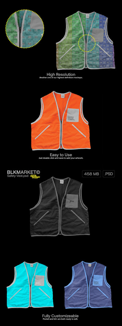 工作安全背心服装图案设计样机
