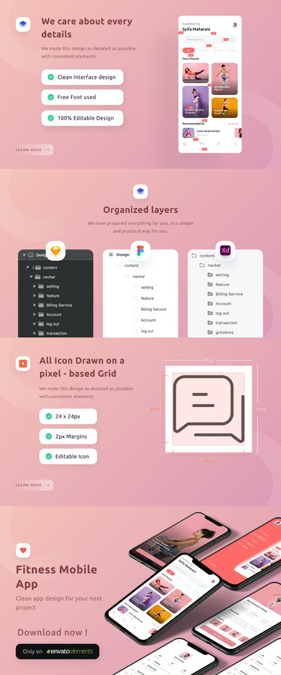 健身APP UI模板（FIG,SKETCH,XD）