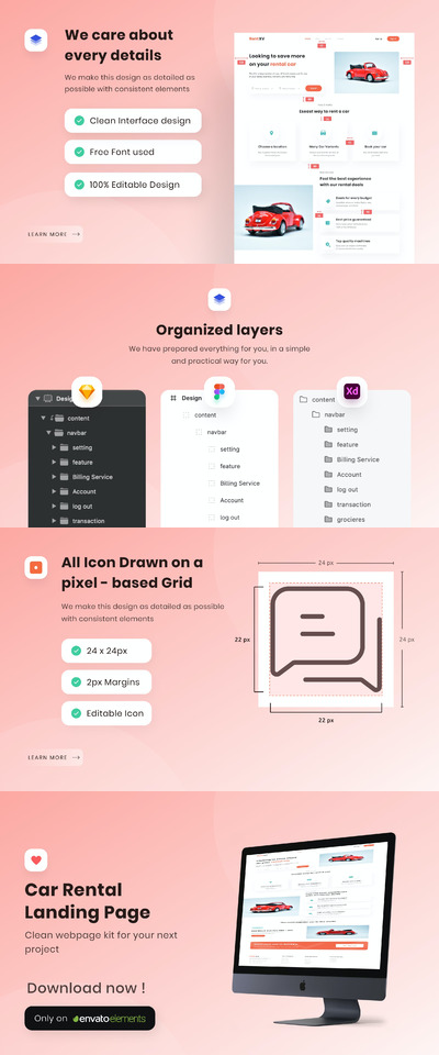 汽车出租APP UI 模板（FIG,SKETCH,XD）