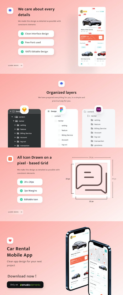 Car Rental Mobile App（FIG,SKETCH,XD）