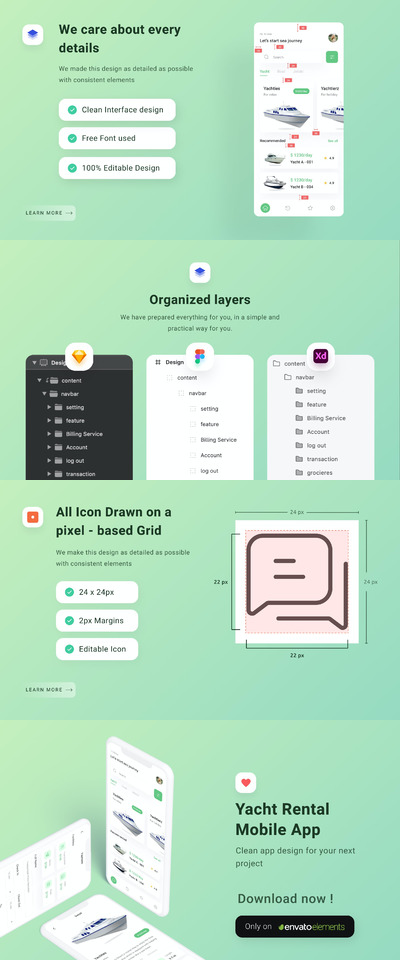 游艇船只出租APP UI（FIG,SKETCH,XD）