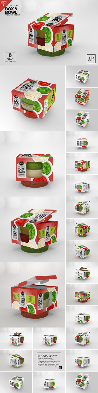 盒子和碗包装设计样机