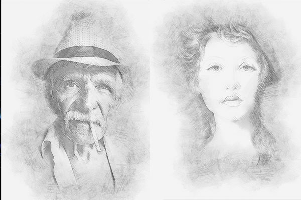 人像铅笔素描照片效果Photoshop动作