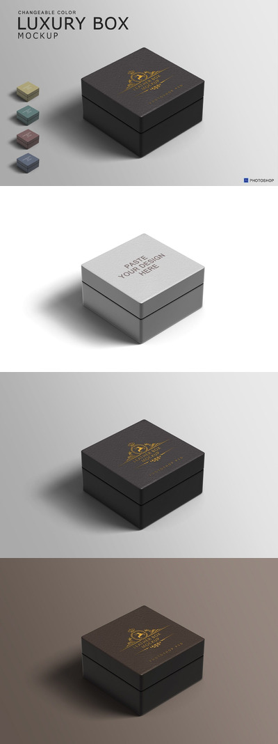 高端首饰珠宝包装盒设计VI样机展示模型mockups