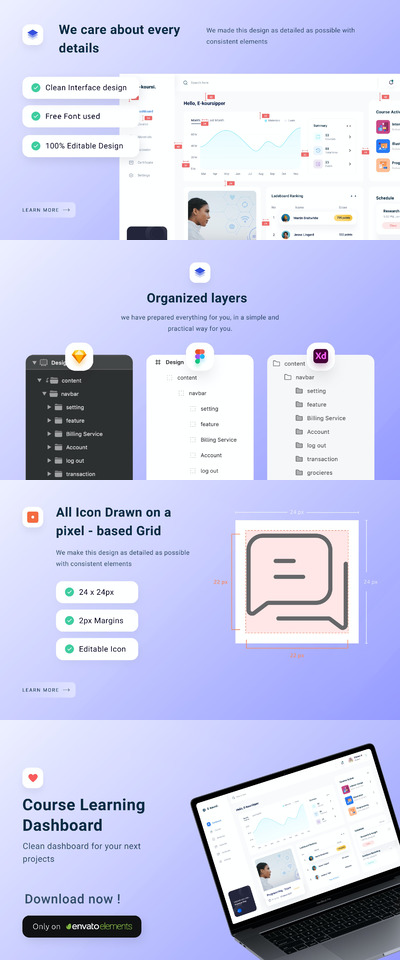 在线学习网课网站设计模板（FIG,SKETCH,XD）
