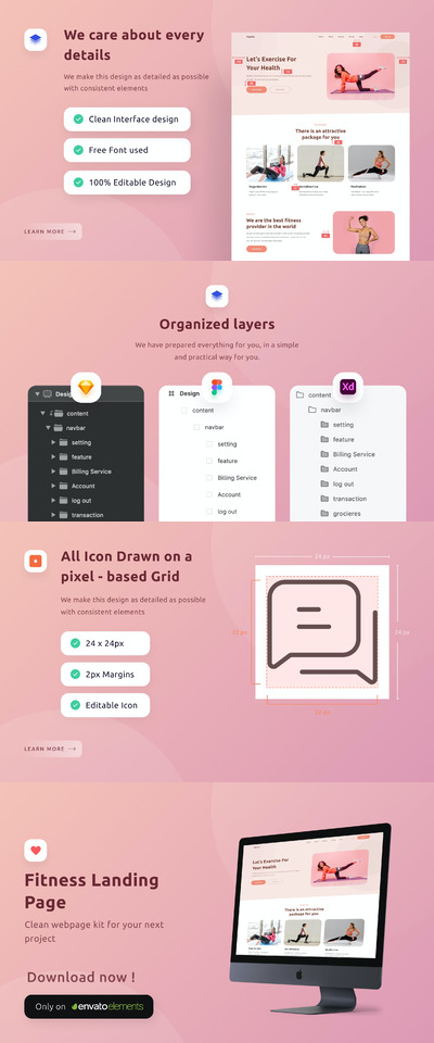 健身网站模板（FIG,SKETCH,XD）