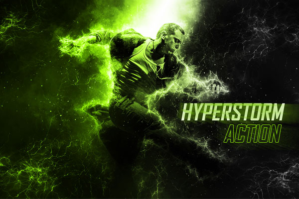 4个抽象多彩赛博朋克视觉效果ps动作套件