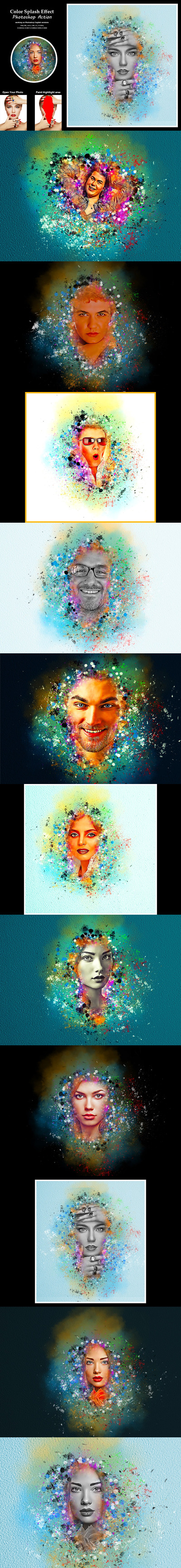 手绘水彩颜色飞溅效果Photoshop动作