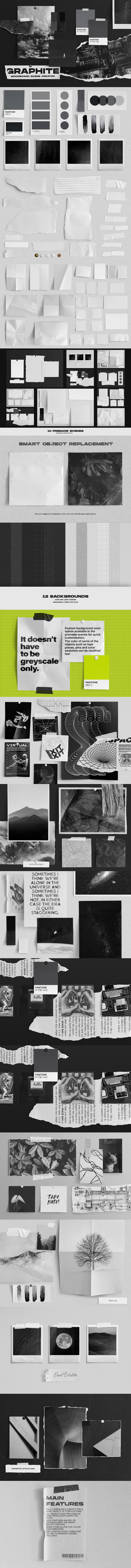 极简主义的情绪板照片展示场景样机