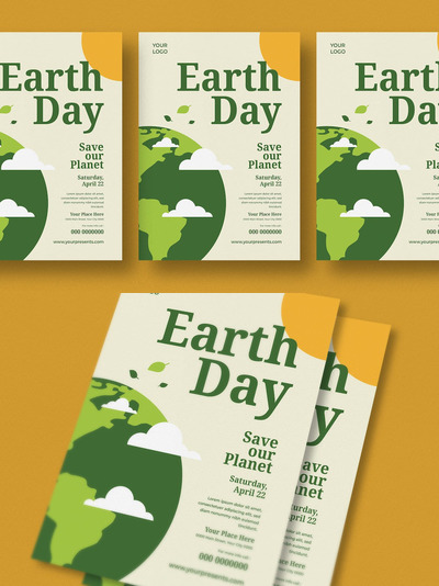 免费的地球日公益环保海报设计模板（PSD,AI）