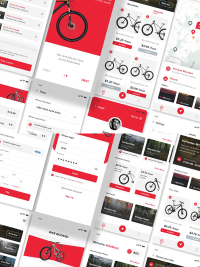 时尚的自行车租车APP UI
