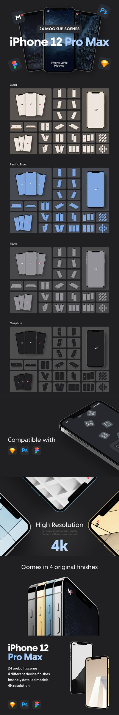 iPhone 12 Pro Max苹果手机样机[1.24GB,PSD]