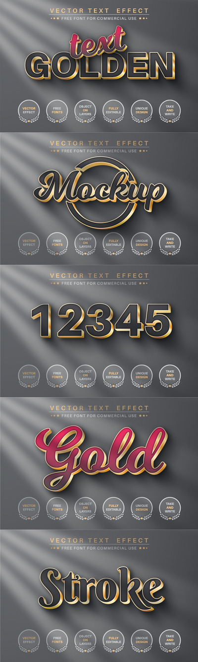 黑金配色的illustrator3D立体图层样式