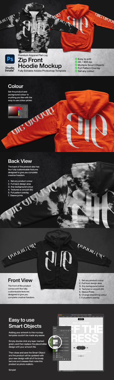 拉链连帽衫服装品牌设计样机 (PSD)