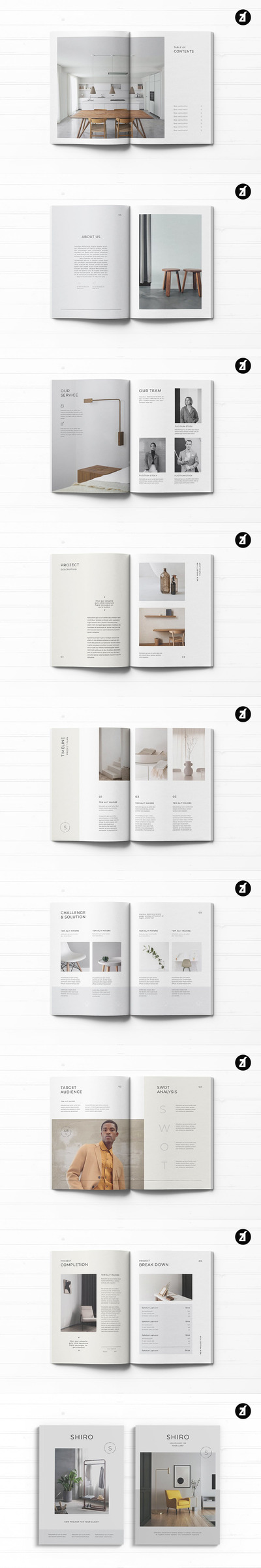 极简时尚商务画册杂志模板