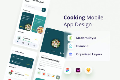 美食烹饪APP UI (FIG,SKETCH,XD)