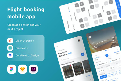 机票预定APP UI (FIG,SKETCH,XD)