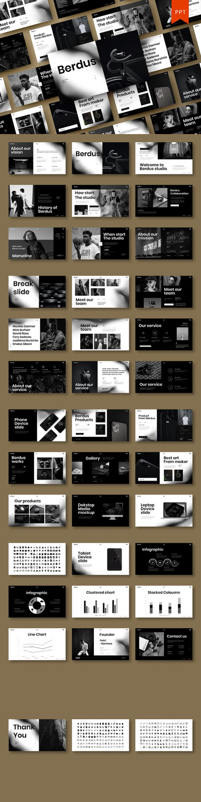 时尚高端商业商务powerpoint幻灯片演示模板（pptx）