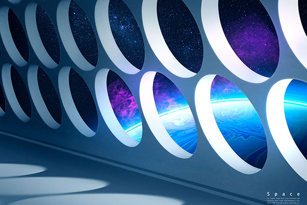 圆形网格星际空间背景图素材 (psd)