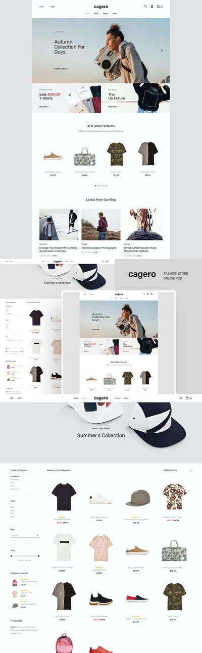 时尚电子商务网页模板(PSD)