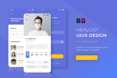 治疗师网页APP设计模板(PSD,XD)