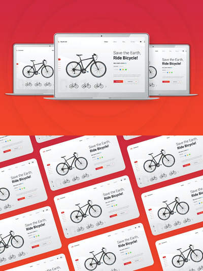 自行车销售网站页面模板(PSD,XD)