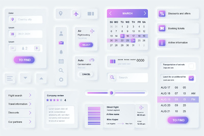 旅行日程预订元素移动应用UI工具包(AI,EPS,JPG,PNG,PDF,SVG)
