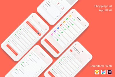 购物清单APP Ui  (FIG,SKETCH,XD)