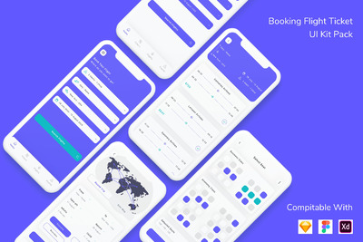 机票预定APP UI (FIG,SKETCH,XD)