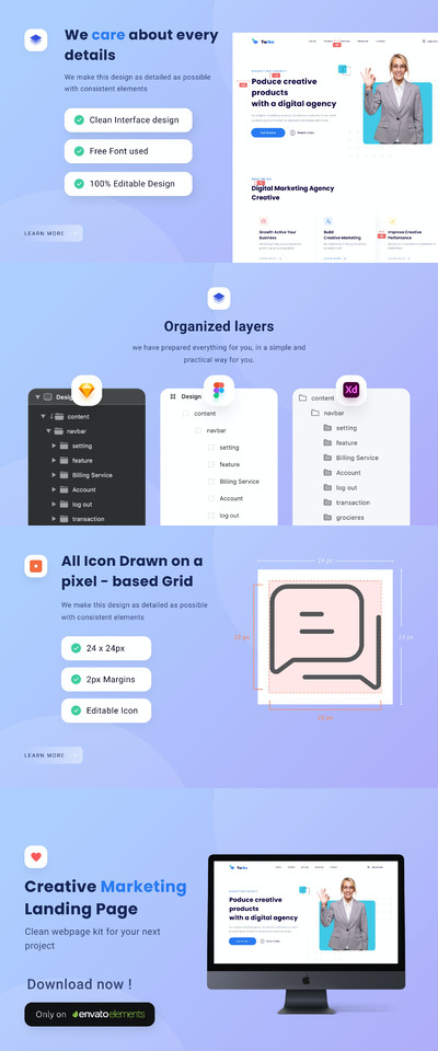 创意着陆页模板 (FIG,SKETCH,XD)