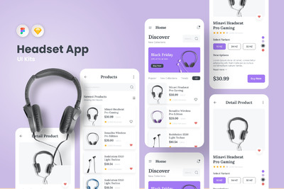 头戴耳机销售APP UI (FIG,SKETCH)