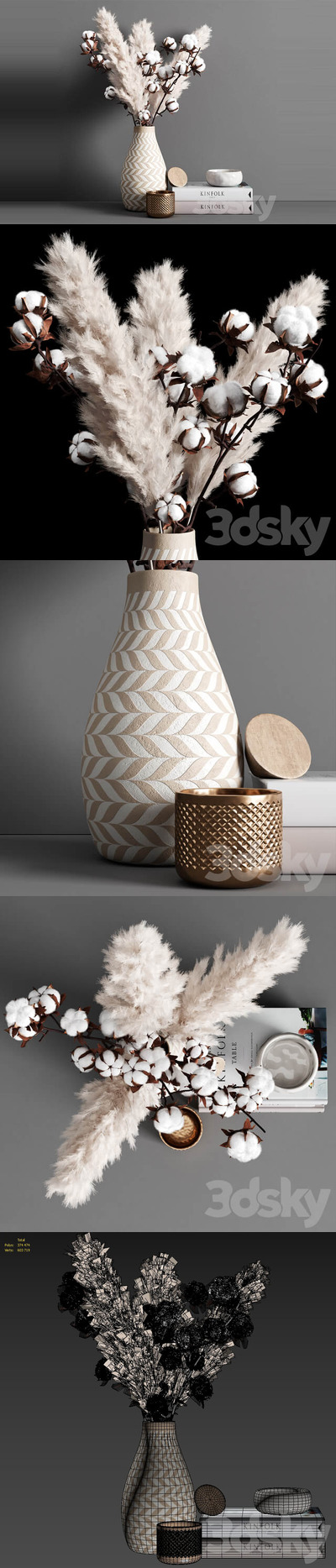 居家装饰花卉棉花创意摆件3D模型下载（Fbx,OBj,MAx）